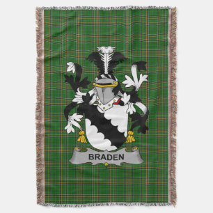 Irish Braden or O_Braden Coat of Arms Family Cres Throw Blanket