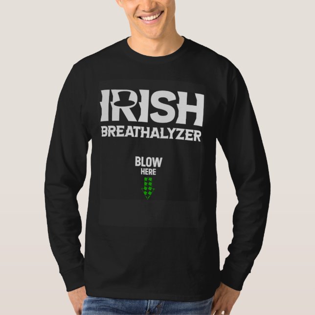 Irish Breathalyzer blow here  Adult St Patricks Da T-Shirt (Front)