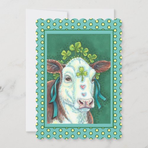 IRISH BRED ST PATRICKS DAY HEIFER SHAMROCK COW HOLIDAY CARD