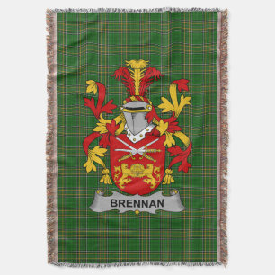 Irish Brennan or O_Brennan Coat of Arms Family Cr Throw Blanket