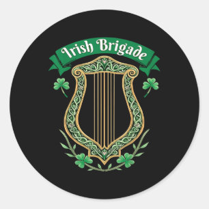 Irish Brigade Celtic Harp Heritage Classic Round Sticker