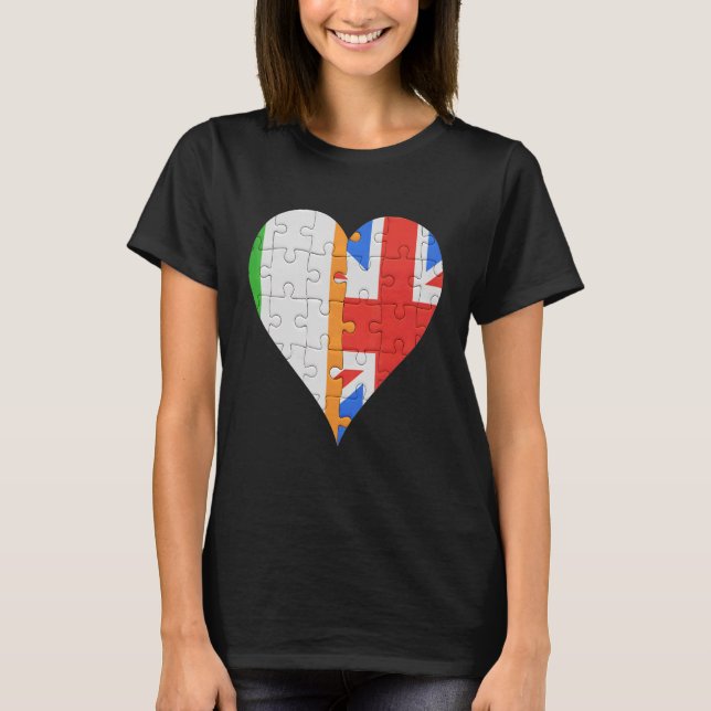 Irish British Flag Heart T-Shirt (Front)