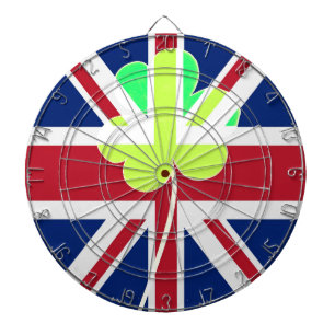 Irish British Flag Shamrock Clover St. Patrick UK Dartboard With Darts