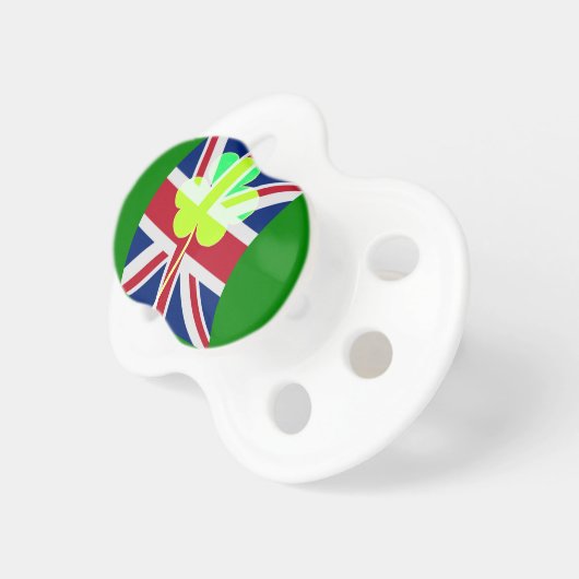Irish British Flag Shamrock Clover St. Patrick UK Pacifier (Front Right)