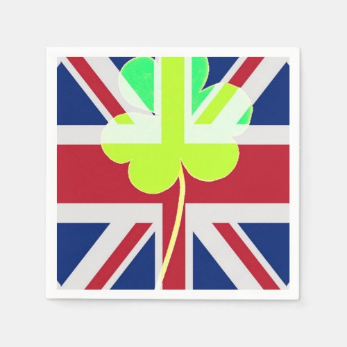 Irish British Flag Shamrock Clover St Patrick UK Paper Napkins