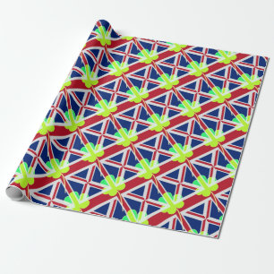 Irish British Flag Shamrock Clover St. Patrick UK Wrapping Paper