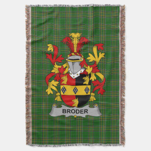 Irish Broder or O_Broder Coat of Arms Family Cres Throw Blanket