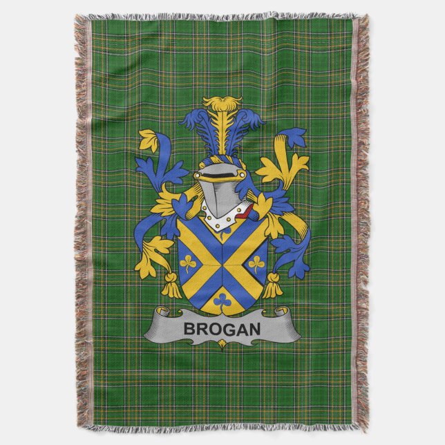  Irish Brogan or O_Brogan Coat of Arms Family Cres Throw Blanket (Front Vertical)