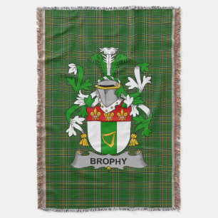 Irish Brophy or O_Brophy Coat of Arms Family Cres Throw Blanket