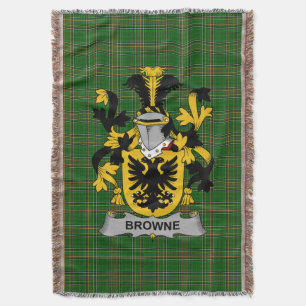 Irish Browne Coat of Arms Family Crest Ireland Throw Blanket