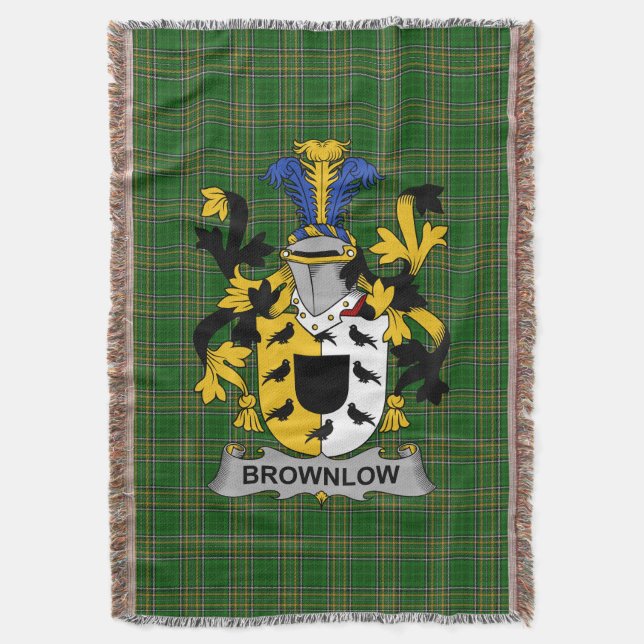  Irish Brownlow Coat of Arms Family Crest Ireland Throw Blanket (Front Vertical)