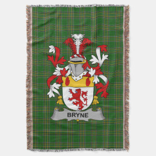 Irish Bryne or Brinn Coat of Arms Family Crest Ir Throw Blanket