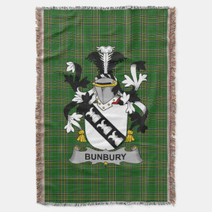 Irish Bunbury Coat of Arms Family Crest Ireland Throw Blanket