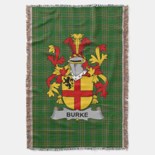 Irish Burke Coat of Arms Family Crest Ireland Throw Blanket