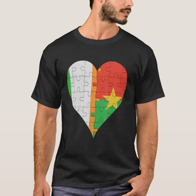 Irish Burkinabe Flag Heart T-Shirt (Front)