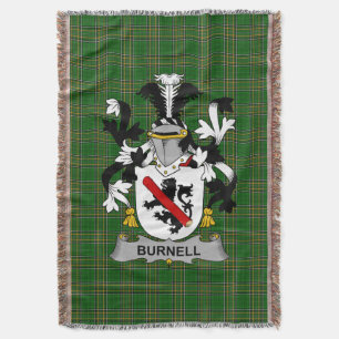 Irish Burnell Coat of Arms Family Crest Ireland Throw Blanket