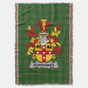 Irish Burrowes Coat of Arms Family Crest Ireland Throw Blanket
