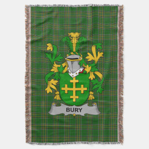Irish Bury or Berry Coat of Arms Family Crest Ire Throw Blanket
