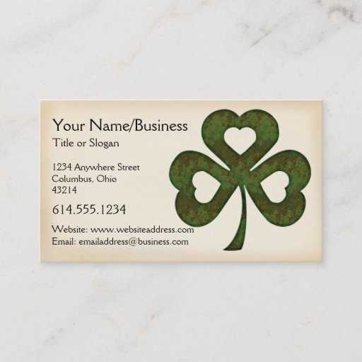 Customizable Irish Business Card :: Three Hearted Shamrock D1
