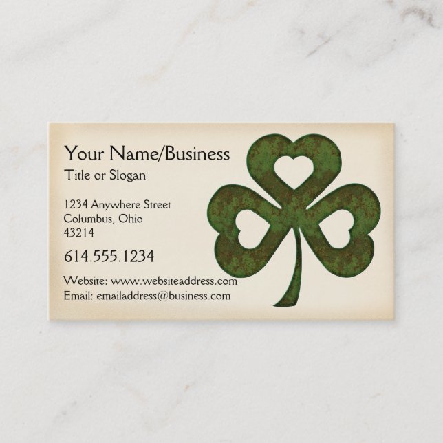 Irish Business Card :: Three Hearted Shamrock D1 (Front)