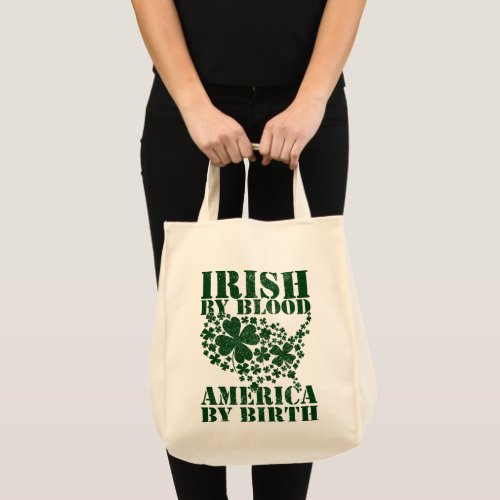 Irish By Blood American By Birth USA Clover Mosaic Tote Bag