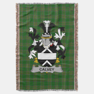 Irish Calvey or McElwee Coat of Arms Family Crest Throw Blanket