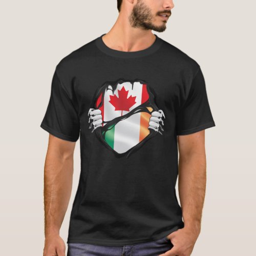 Irish Canadian Hands Ripped Roots Flag T_Shirt