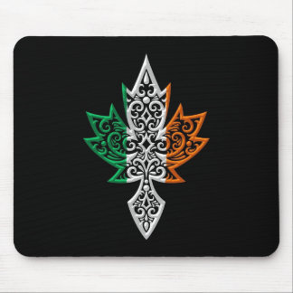 Irish Canadian Maple Leaf - black Mouse Pad