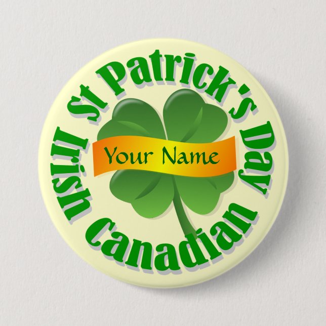 Irish Canadian St Patrick's Button (Front)
