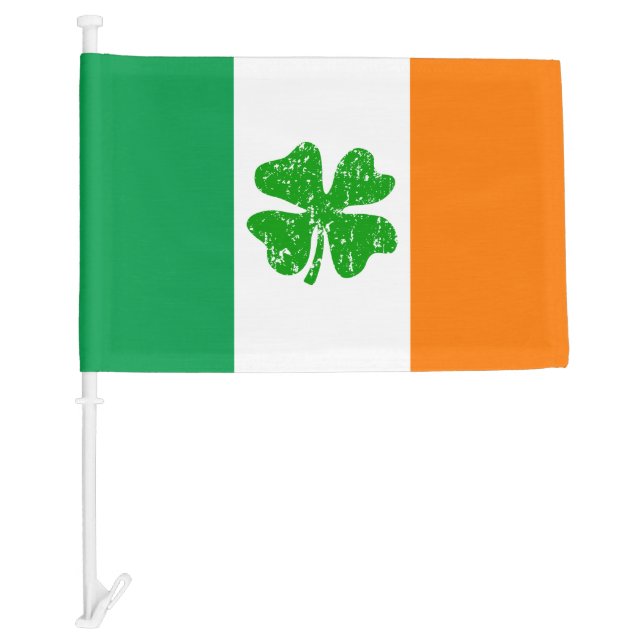 Irish car flag with shamrock for St Patricks Day (Front)