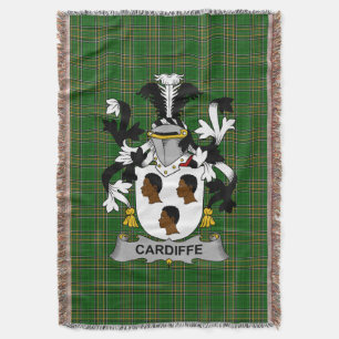 Irish Cardiffe Coat of Arms Family Crest Ireland Throw Blanket
