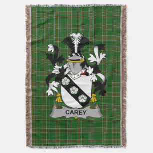 Irish Carey or Cary Coat of Arms Family Crest Ire Throw Blanket
