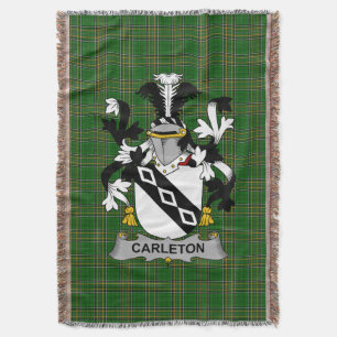 Irish Carleton Coat of Arms Family Crest Ireland Throw Blanket