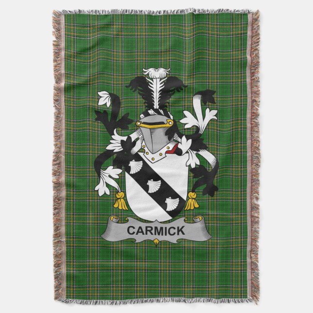  Irish Carmick Coat of Arms Family Crest Ireland Throw Blanket (Front Vertical)