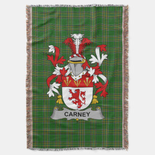 Irish Carney Coat of Arms Family Crest Ireland Throw Blanket