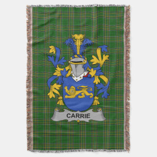 Irish Carrie or O_Carrie Coat of Arms Family Cres Throw Blanket