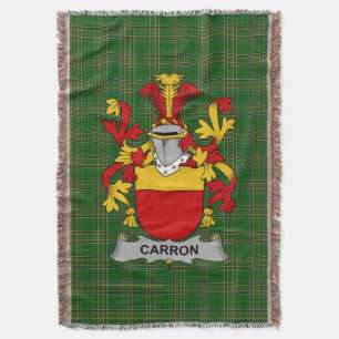 Irish Carron Coat of Arms Family Crest Ireland Throw Blanket