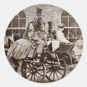 Irish Cart and Horse 1800's Classic Round Sticker
