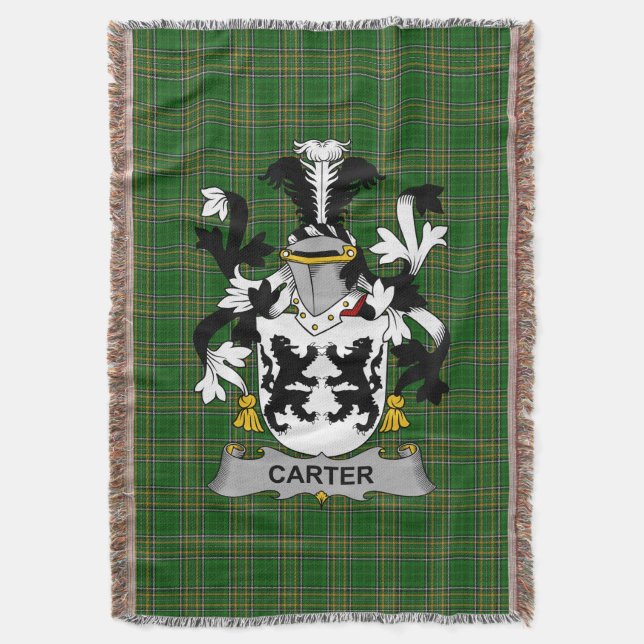  Irish Carter Coat of Arms Family Crest Ireland Throw Blanket (Front Vertical)