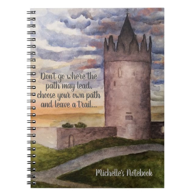 Irish Castle Landscape Watercolor Painting Notebook (Front)