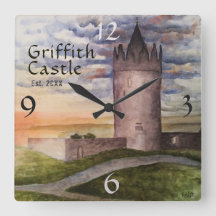 Irish Castle Watercolor Family Name Year Est