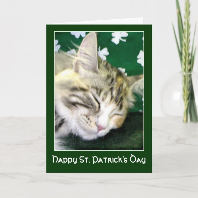 Irish Cat Dreams St. Patrick's Day Card (Front)