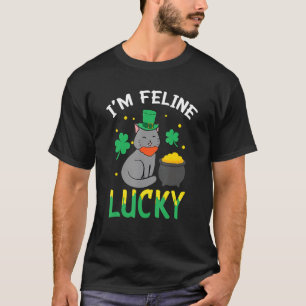 Irish Cat Leprechaun I'm Feline Lucky Cat St Patri T-Shirt