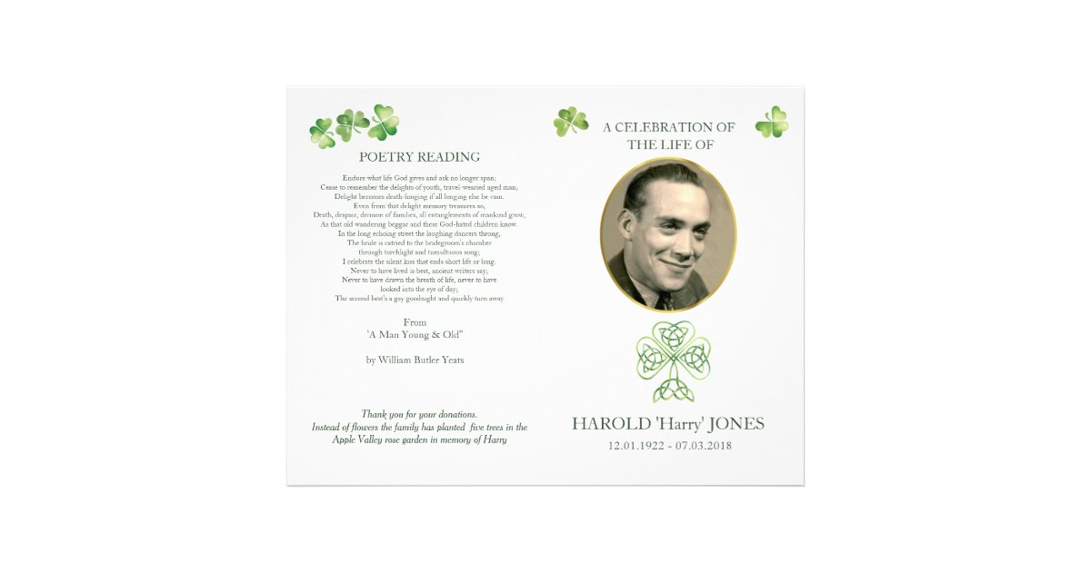 Irish Catholic Funeral Mass Program Memorial Flyer Zazzle Com