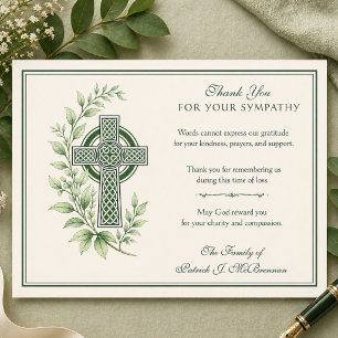 Irish Catholic Funeral Thank You Celtic Cross Card