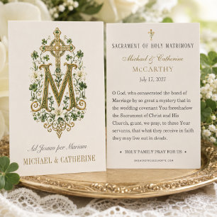 Irish Catholic Marian Monogram Wedding Shamrocks