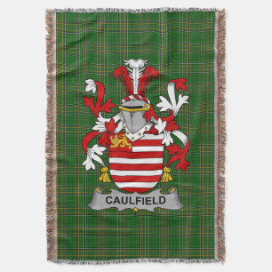 Irish Caulfield or Gaffney Coat of Arms Family Cr Throw Blanket
