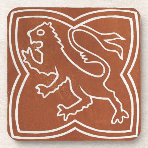 Irish Celtic Art Design Red Lion Tile Beverage Coaster