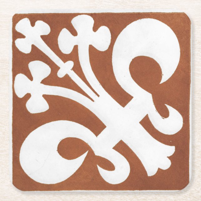 Irish Celtic Art Design Red Tile Square Paper Coaster (Front)