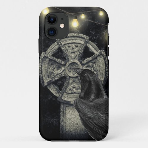 Irish Celtic Cross and Crow The Morrigan iPhone 11 Case